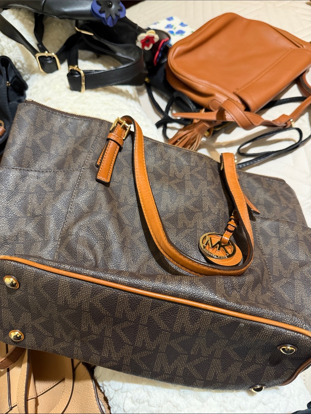 Michael Kors Brown & Tan MK Logo Tote